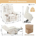 Power Lift Recliner Chair for Elderly, Fabric Lift Chairs w/ Extended Footrest, with 2 Cup Holders,Side Pockets, Remote Control
