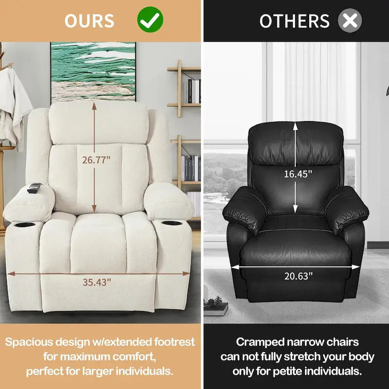 Power Lift Recliner Chair for Elderly, Fabric Lift Chairs w/ Extended Footrest, with 2 Cup Holders,Side Pockets, Remote Control