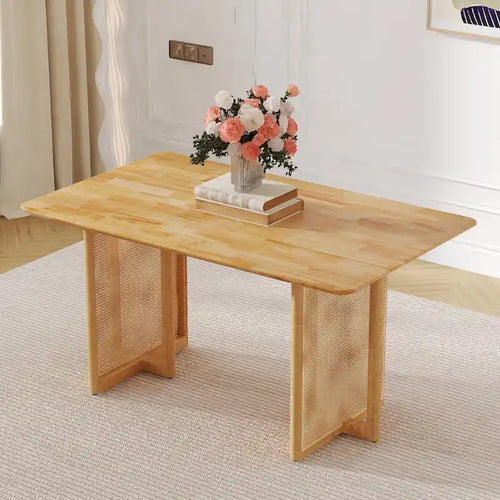 59 Retro Rubberwood Table with Walnut Finish