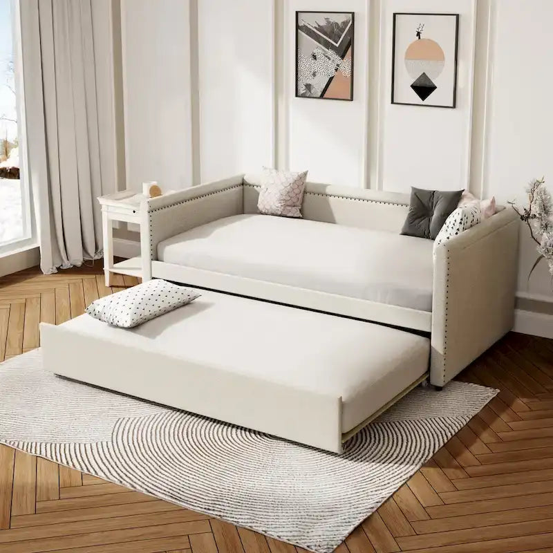 Upholstered Twin Daybed with Trundle