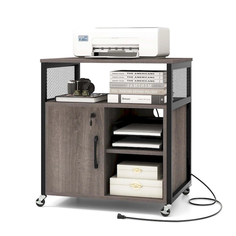 File Cabinet on Wheels with Charging Station & Cable - See Details