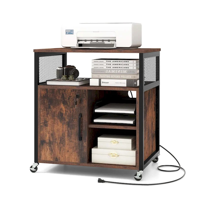 File Cabinet on Wheels with Charging Station & Cable - See Details