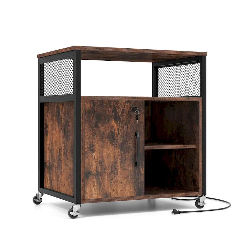 File Cabinet on Wheels with Charging Station & Cable - See Details