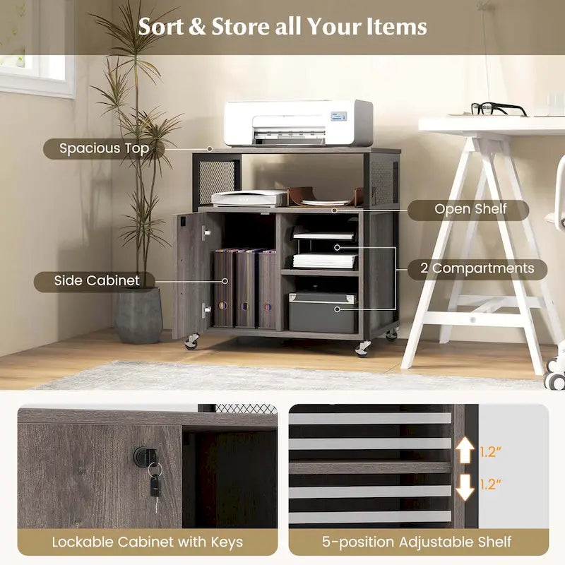 File Cabinet on Wheels with Charging Station & Cable - See Details