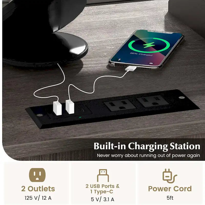 File Cabinet on Wheels with Charging Station & Cable - See Details