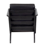 Accent Chair, Handcrafted Slatted Mango Wood, Buffalo Leather Cushions, Angled Legs