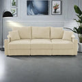 102 Corduroy Modern 3-Seater Sofa Deep Seat with Cup Holders & Phone Holder