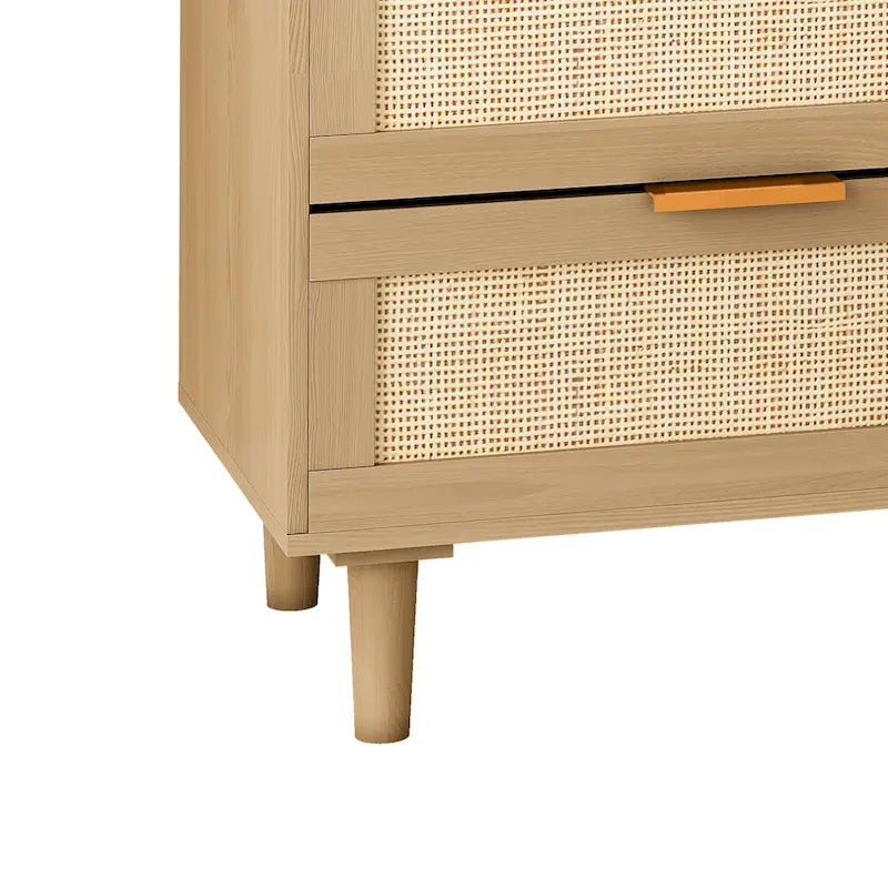 Rattan Wood 6-Drawer Dresser