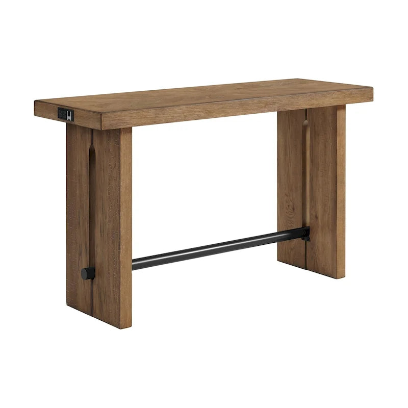 60 Wide Sofa Table with 2 Legs, Weathered Oak