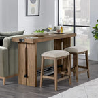 60 Wide Sofa Table with 2 Legs, Weathered Oak