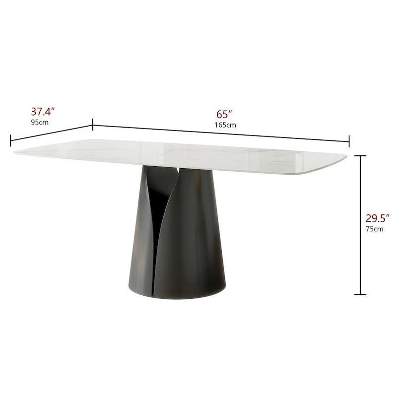 Modern Stylish Dining Table with Rectangle White Slate Top