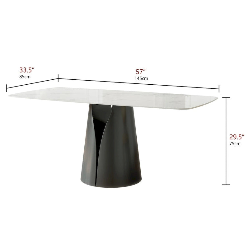 Modern Stylish Dining Table with Rectangle White Slate Top