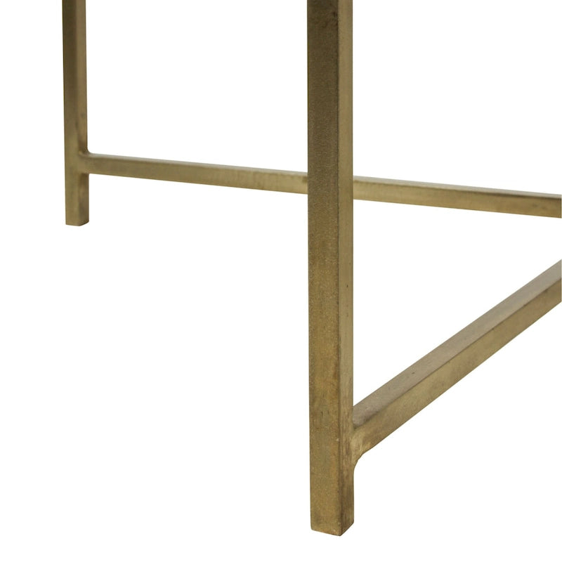 Antique Brass-Finish Etched Floral Tray-Top Accent Table