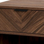 Modern Walnut Brown Finished Wood and Black Metal 1-Drawer End Table