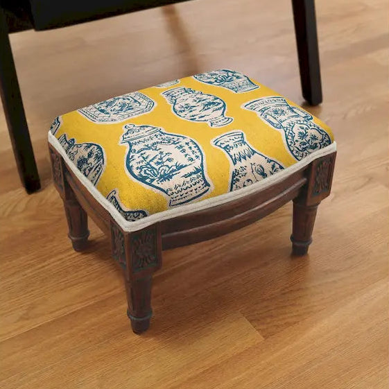 Blue and Yellow Ginger Jar Footstool