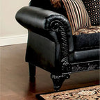 Traditional Black Faux Leather Upholstered Loveseat