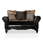 Traditional Black Faux Leather Upholstered Loveseat