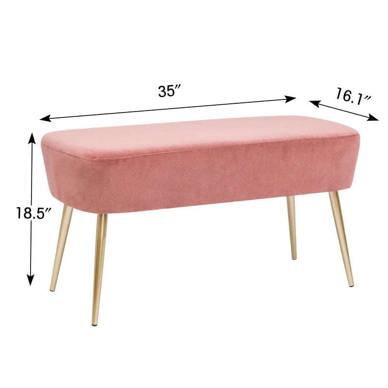 Velvet Bench Footrest, Bed End Stool Metal Legs, Dressing Chair