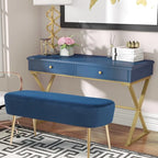 Velvet Bench Footrest, Bed End Stool Metal Legs, Dressing Chair