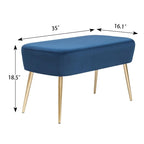 Velvet Bench Footrest, Bed End Stool Metal Legs, Dressing Chair