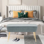 Velvet Bench Footrest, Bed End Stool Metal Legs, Dressing Chair