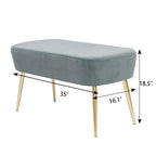 Velvet Bench Footrest, Bed End Stool Metal Legs, Dressing Chair