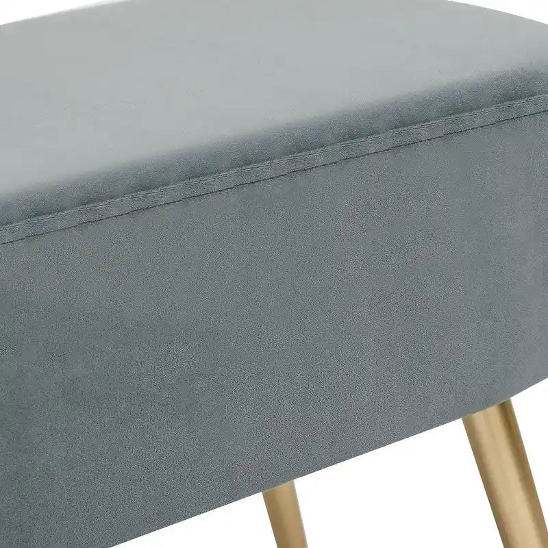 Velvet Bench Footrest, Bed End Stool Metal Legs, Dressing Chair