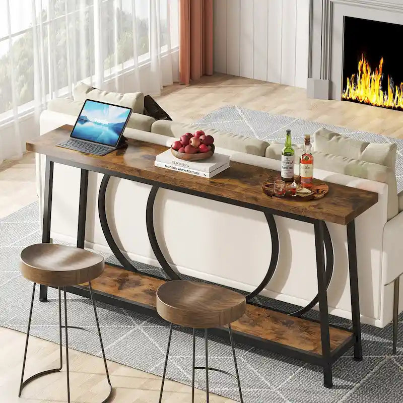 70.9 Inch Console Table with Storage Extra Long Narrow Sofa Couch Console Table