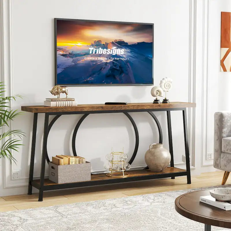 70.9 Inch Console Table with Storage Extra Long Narrow Sofa Couch Console Table