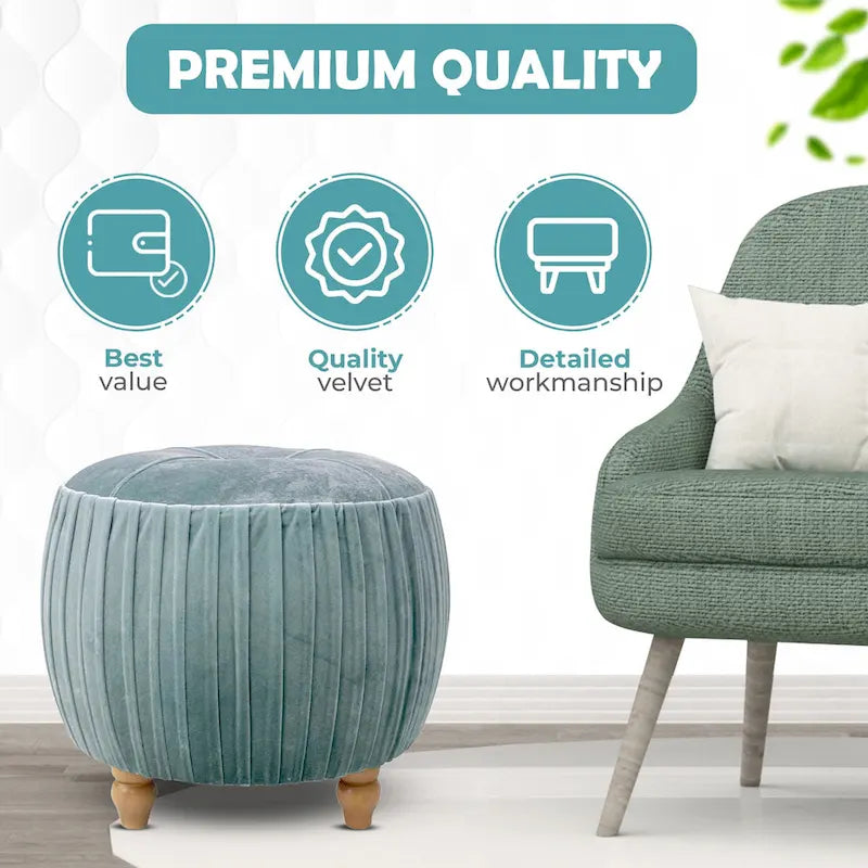 Velvet Small Round Ottoman