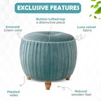 Velvet Small Round Ottoman