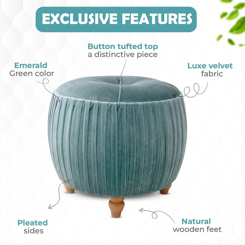 Velvet Small Round Ottoman