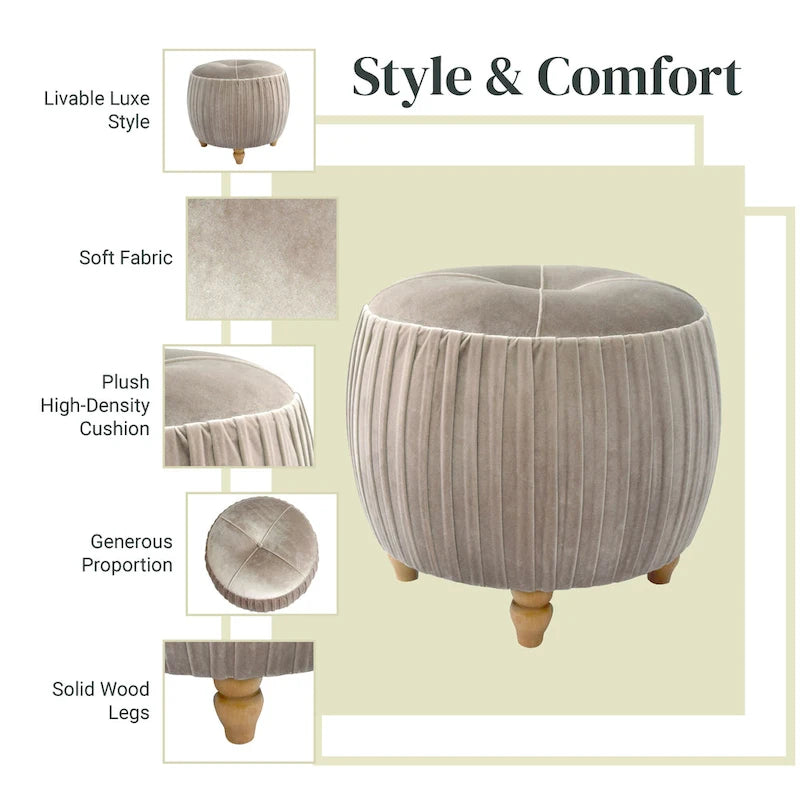 Velvet Small Round Ottoman