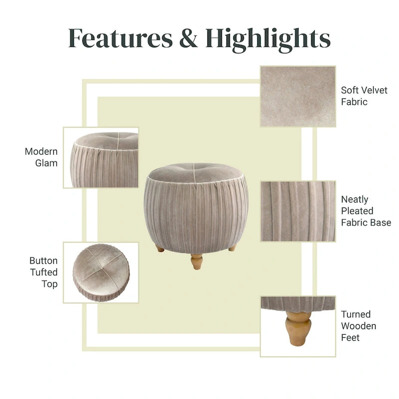 Velvet Small Round Ottoman