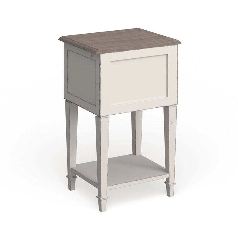 Weathered Oak and White Wash Distressed Finish Wood Nightstand