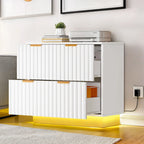 2 Drawers File Cabinet LED Lighting Lateral Filing Cabinet for Home Office