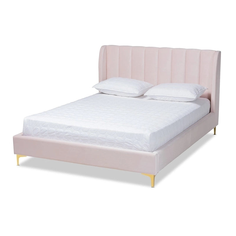 Glam Velvet Fabric Platform Bed