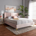 Glam Velvet Fabric Platform Bed