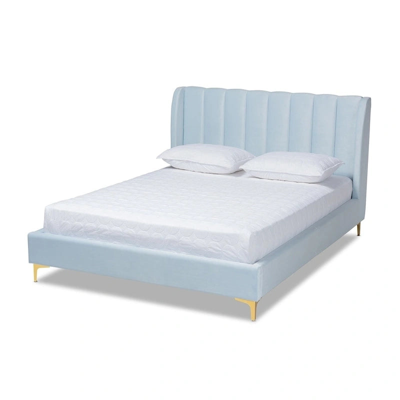 Glam Velvet Fabric Platform Bed
