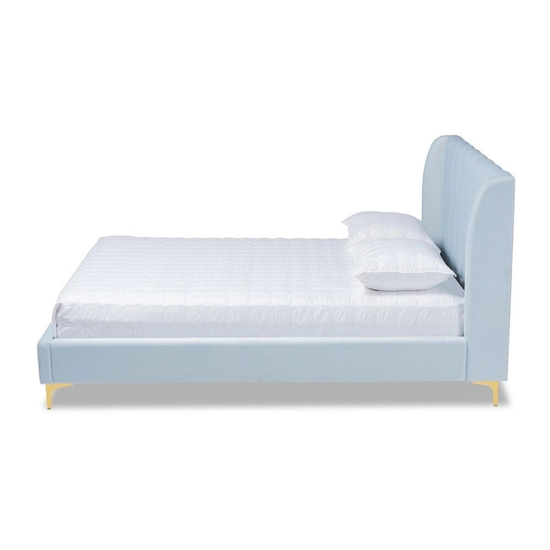 Glam Velvet Fabric Platform Bed