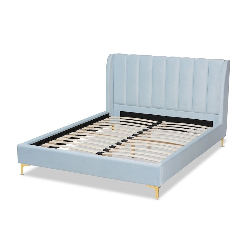 Glam Velvet Fabric Platform Bed