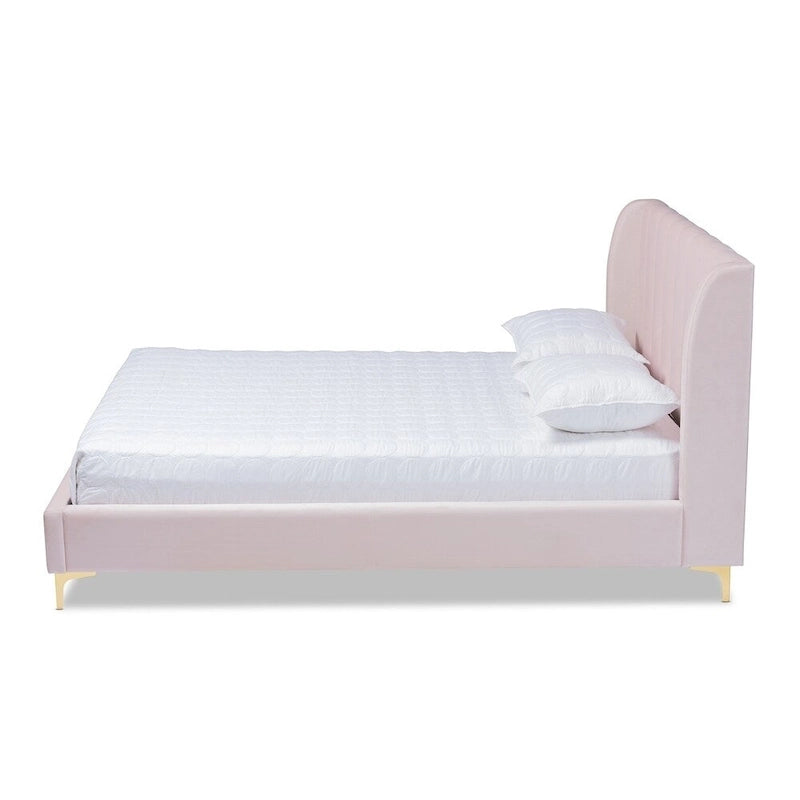 Glam Velvet Fabric Platform Bed