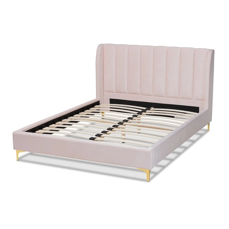 Glam Velvet Fabric Platform Bed