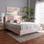 Glam Velvet Fabric Platform Bed