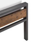 Low Profile Metal Platform Bed with Wood Finish Panels