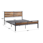Low Profile Metal Platform Bed with Wood Finish Panels
