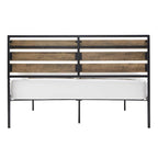 Low Profile Metal Platform Bed with Wood Finish Panels