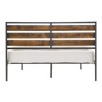 Low Profile Metal Platform Bed with Wood Finish Panels