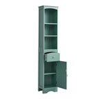Freestanding Linen Tower Tall Bathroom Storage Cabinet with Drawer MDF and Adjustable Shelf