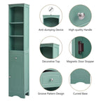 Freestanding Linen Tower Tall Bathroom Storage Cabinet with Drawer MDF and Adjustable Shelf